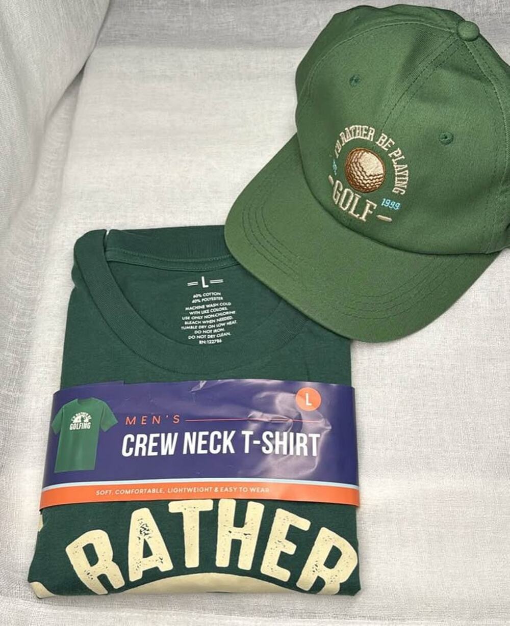 Men's Golf T-Shirt and Hat Set - Size Large - Green